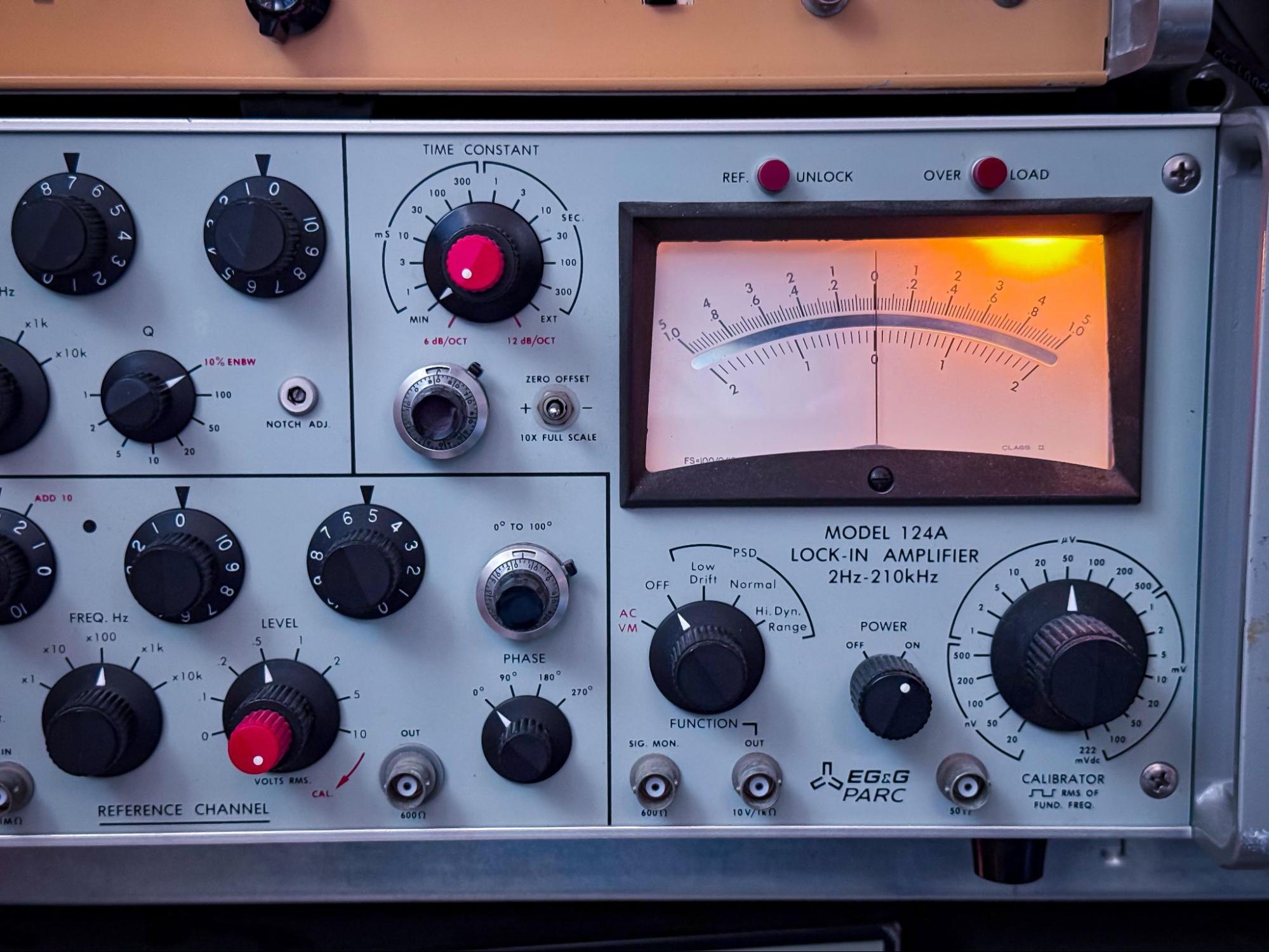 Front panel of the PAR EG and G 124A analog lock-in amplifier